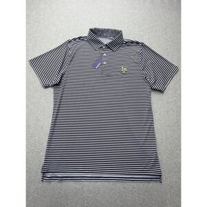Draddy Sport Captain Jack Polo Shirt Mens Medium Blue White Stripe Golf LF